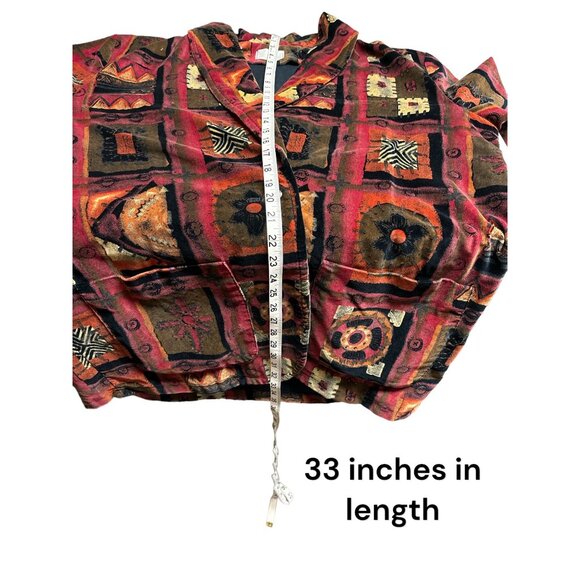 Vintage Styles De Santa Fe Women's Jacket Abstract Pattern Button Front Two Pock - Picture 7 of 7